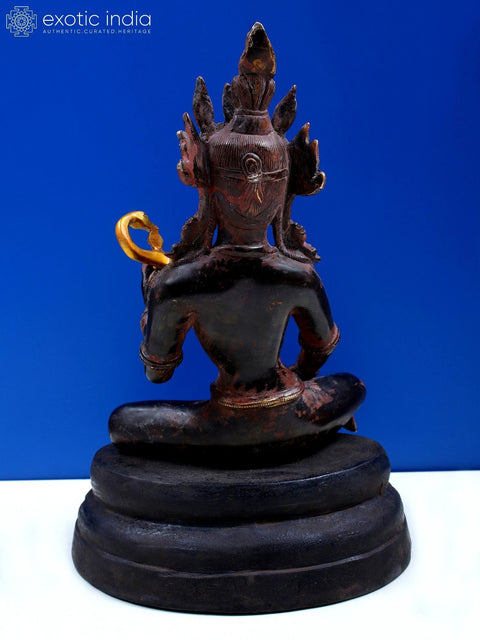 12" Brass Nepalese Form of Saraswati with Wooden Pedestal