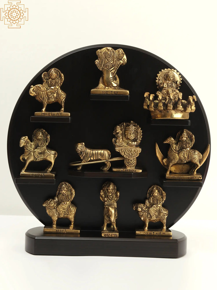 2" Small Brass Navagraha Set Handmade Idol