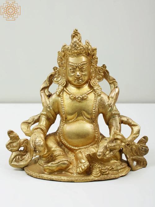 5" Small Brass Kubera Statue for Prosperity