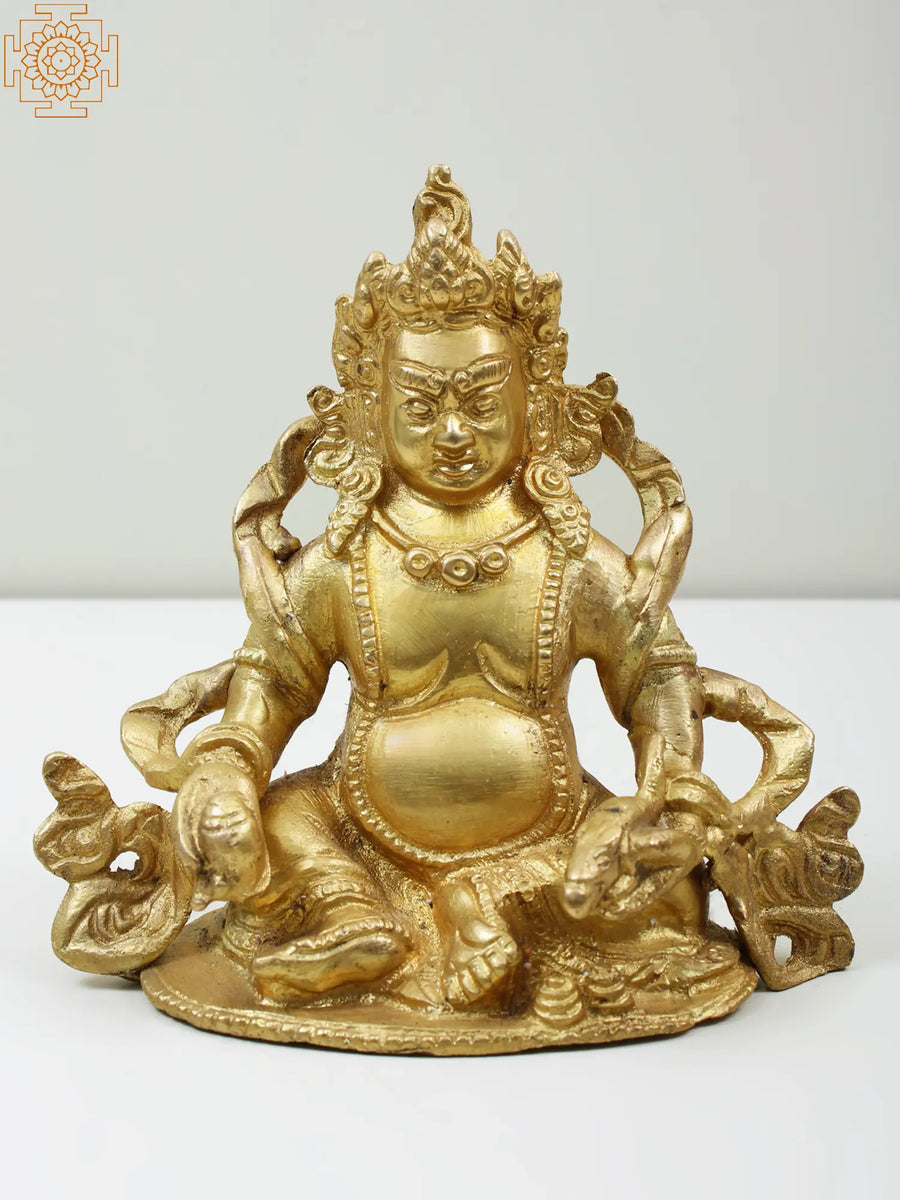 5" Small Brass Kubera Statue for Prosperity