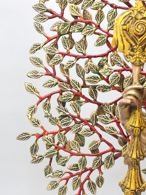 37" Large Brass Lord Krishna Playing Flute Under The Tree
