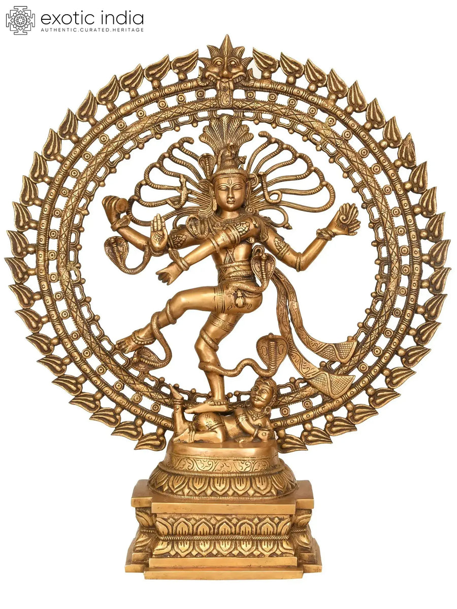 28" Nataraja Handmade Brass Statue with Ring of Flames