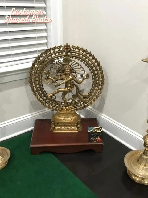 28" Nataraja in a Stylized Ring of Flames In Brass | Handmade | Made In India