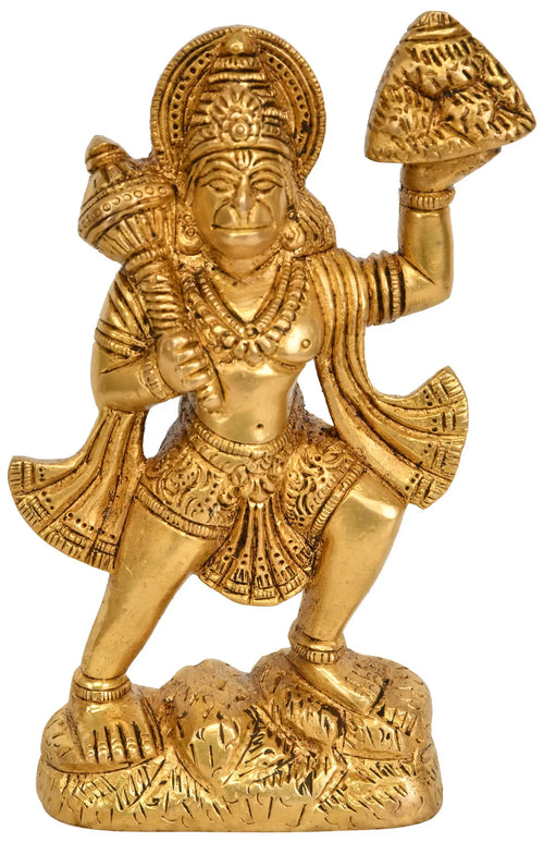 5" Handmade Brass Lord Hanuman Standing Idol