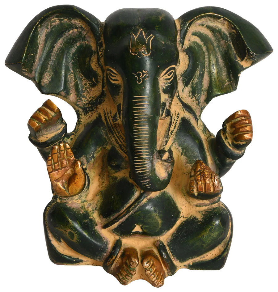 4" Handmade Lord Ganesha Blessing Mudra Brass Idol