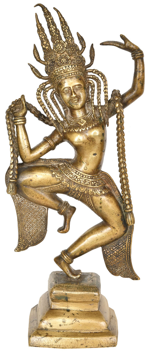 14" Thai Dancing Parvati Brass Statue Handmade