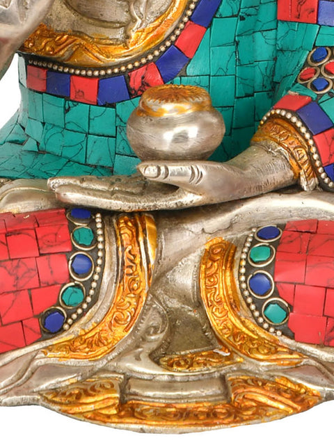 9" Lord Buddha in Vitark Mudra (Tibetan Buddhist) In Brass | Handmade | Made In India