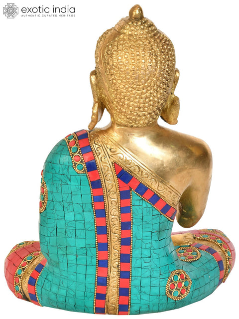 12" Tibetan Buddhist Lord Buddha in Vitark Mudra In Brass | Handmade | Made In India