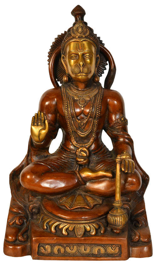 17" Handmade Blessing Lord Hanuman Brass Statue