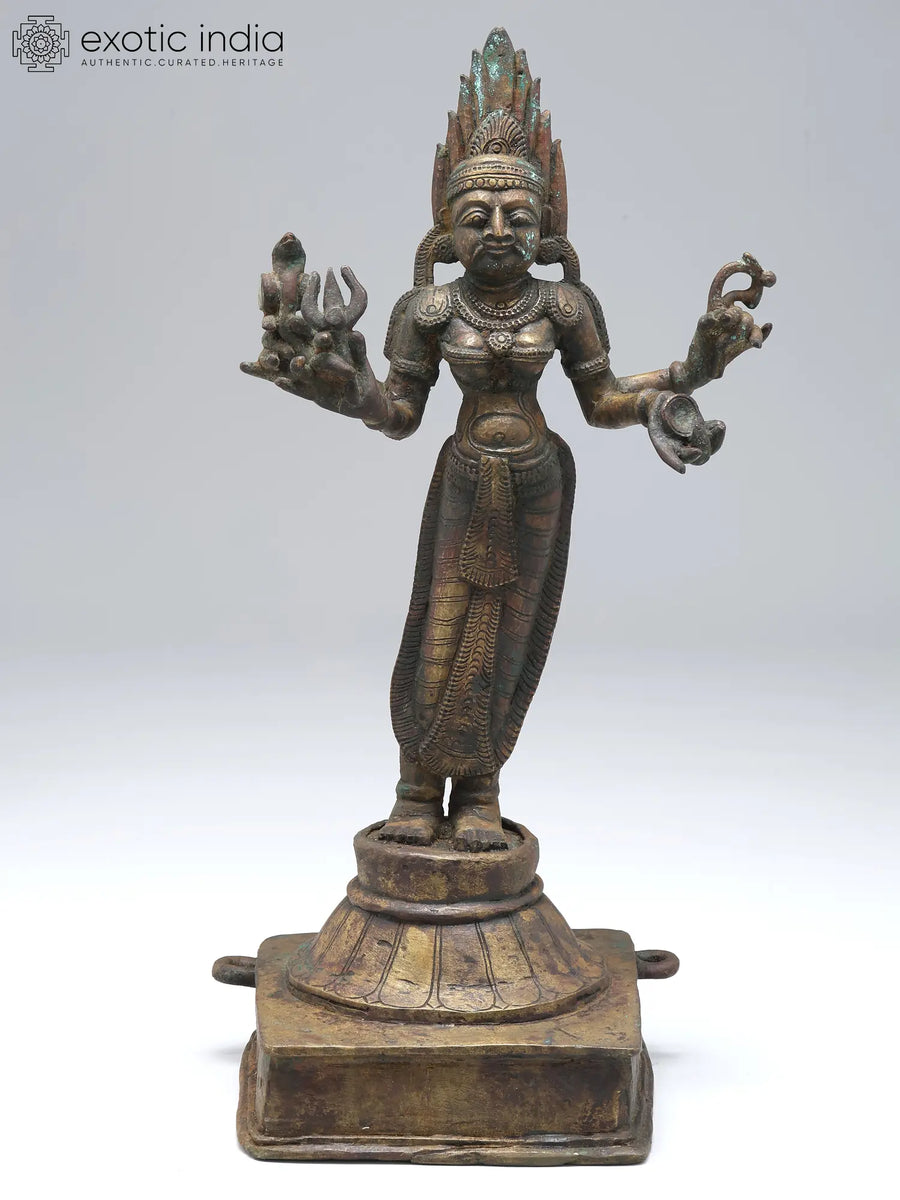18" Goddess Kali Handmade Brass Idol from Kerala