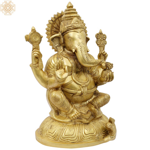 13" Bhagawan Ganesha In Brass | Handmade | Made In India