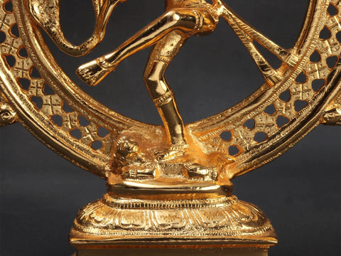 8" Nataraja Brass Sculpture (Gold Plated)
