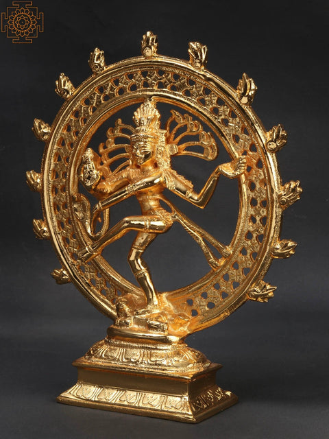 8" Nataraja Brass Sculpture (Gold Plated)