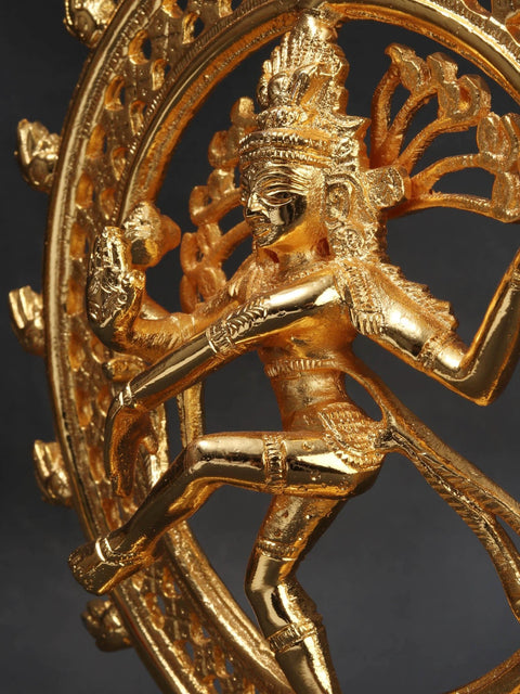 8" Nataraja Brass Sculpture (Gold Plated)
