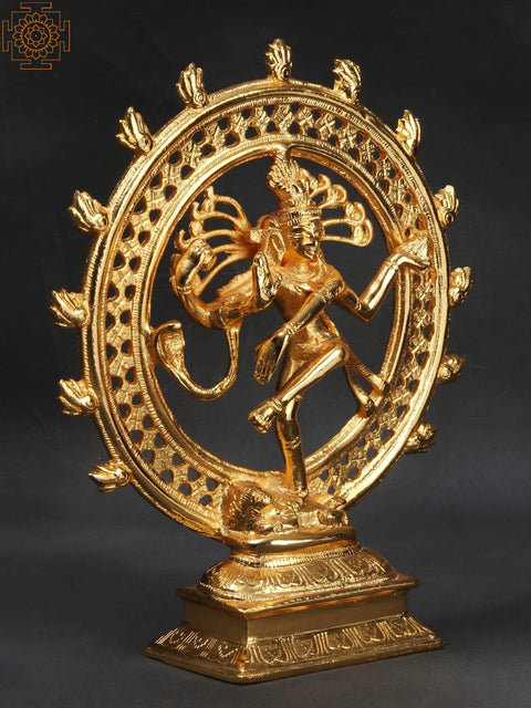 8" Nataraja Brass Sculpture (Gold Plated)