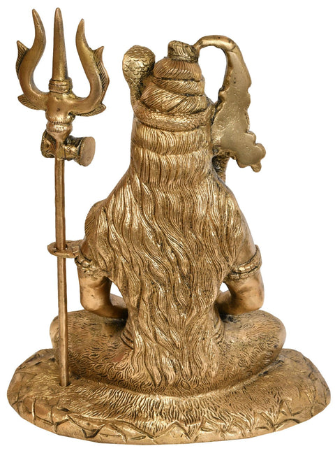 10" Lord Shiva in Dhyan In Brass | Handmade | Made In India