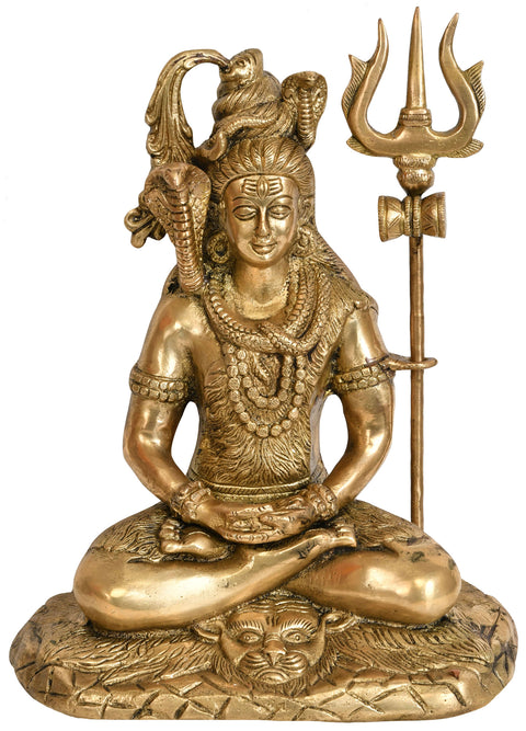 10" Lord Shiva in Dhyan In Brass | Handmade | Made In India
