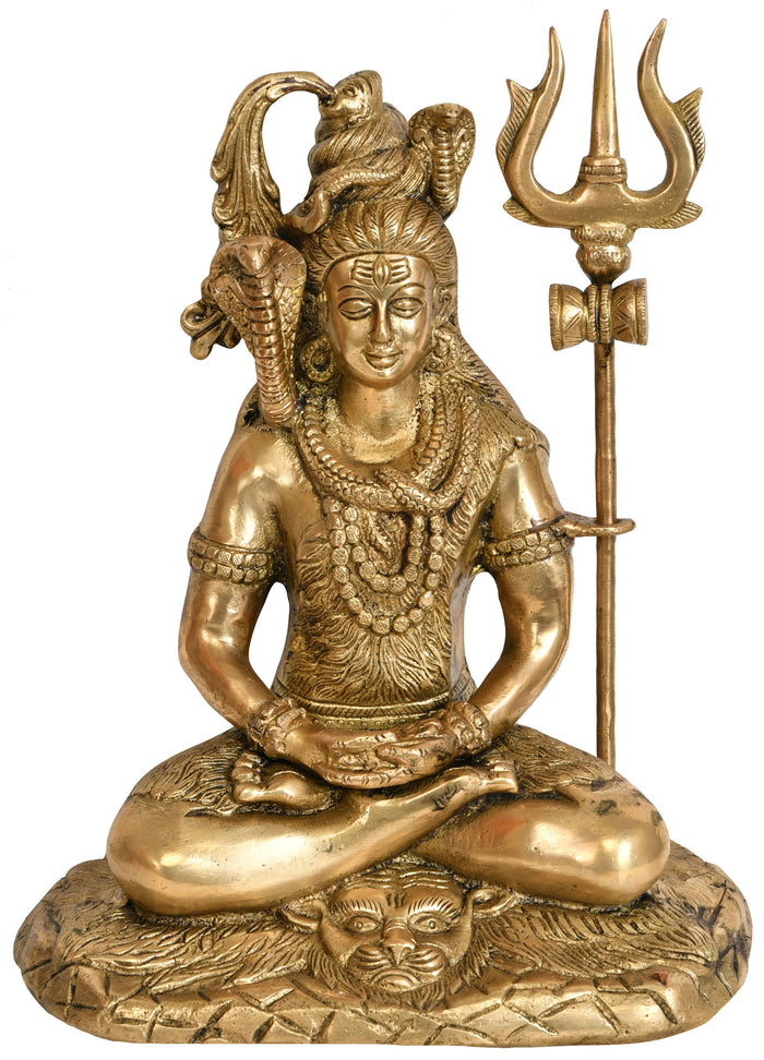 10" Lord Shiva in Dhyan Handmade Brass Statue