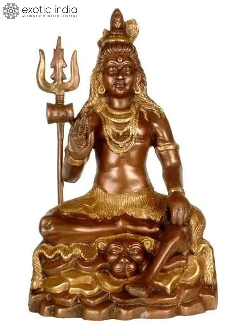 14" Lord Shiva Handmade Brass Sculpture for Home Decor