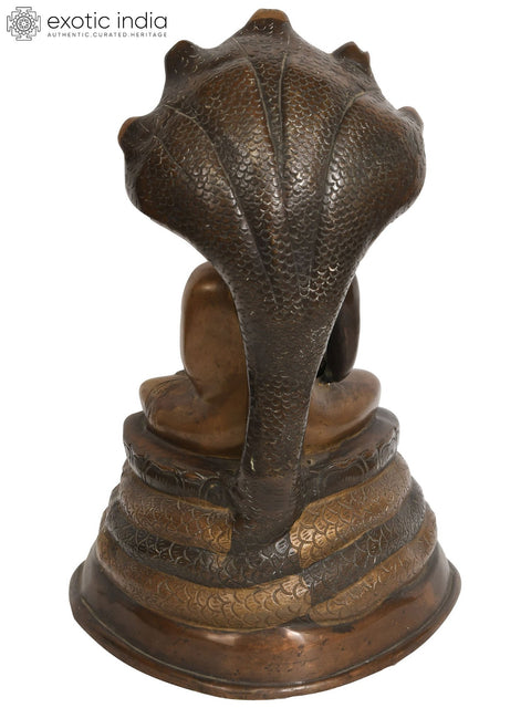 11" Muchalinda Buddha In Brass | Handmade | Made In India