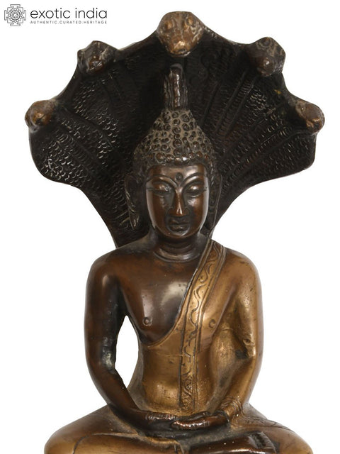 11" Muchalinda Buddha In Brass | Handmade | Made In India