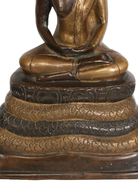 11" Muchalinda Buddha In Brass | Handmade | Made In India