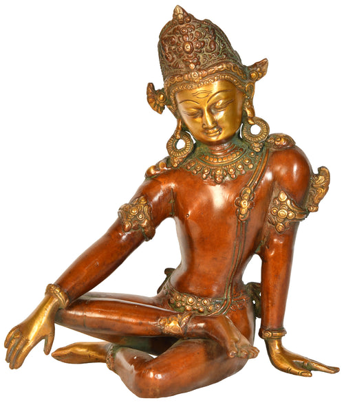 9" Lord Indra Brass Statue Handmade