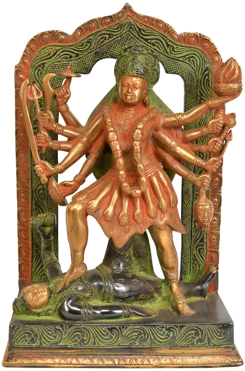 11" Goddess Kali Handmade Brass Statue for Home Pooja