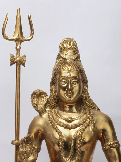 23" The Unwavering Contemplation Of Lord Adinath Shiva In Brass | Handmade | Made In India
