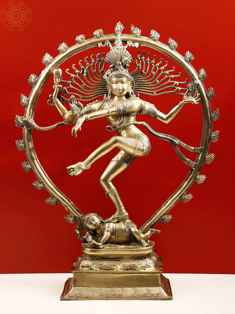 36" Large Lord Shiva as Nataraja Brass Sculpture | Handcrafted In India