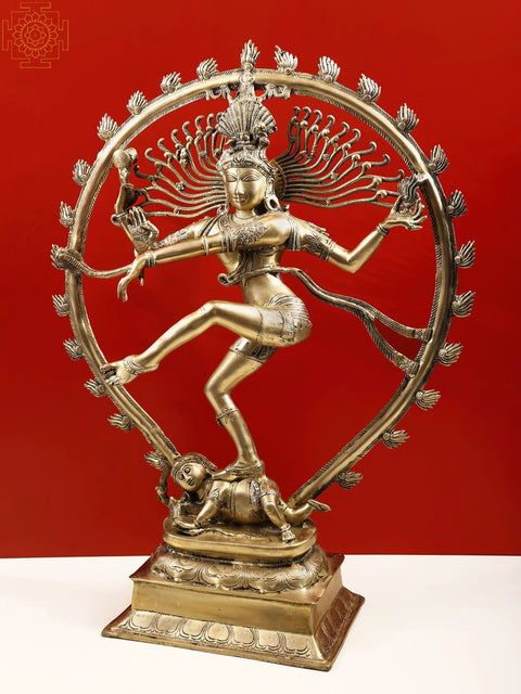 36" Large Lord Shiva as Nataraja Brass Sculpture | Handcrafted In India