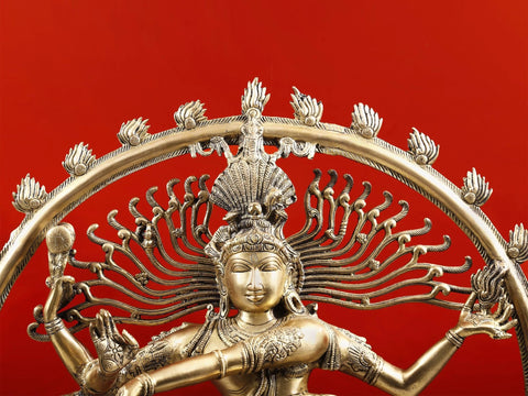 36" Large Lord Shiva as Nataraja Brass Sculpture | Handcrafted In India