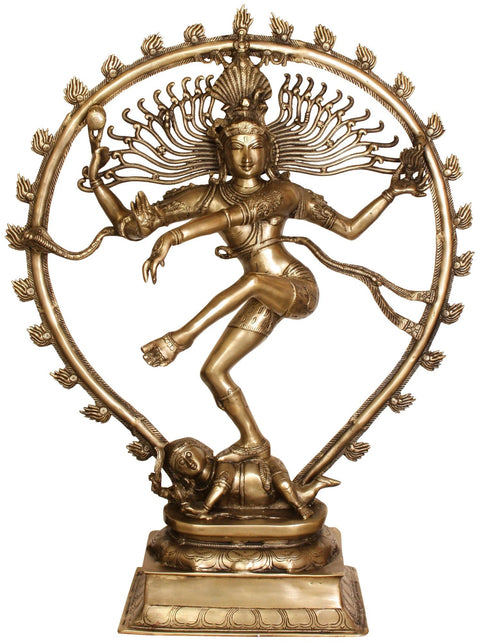 36" Large Lord Shiva as Nataraja Brass Sculpture | Handcrafted In India