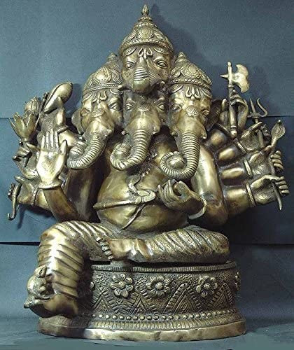 25" Heramba Ganesha Handmade Brass Statue