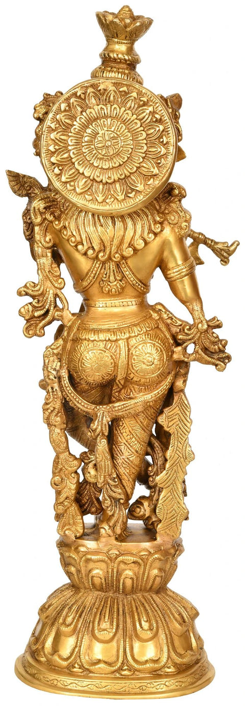 24" Ornamented Lord Krishna In Brass | Handmade | Made In India