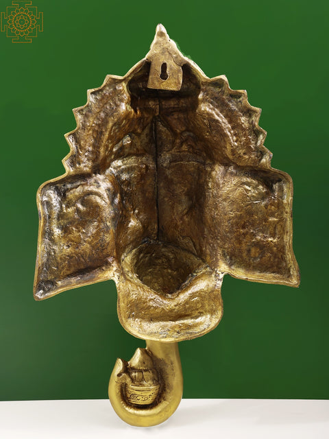24" Ganesha Wall Hanging Large Mask In Brass