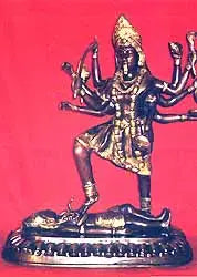 Handmade Brass Goddess Kali Statue for Home Pooja