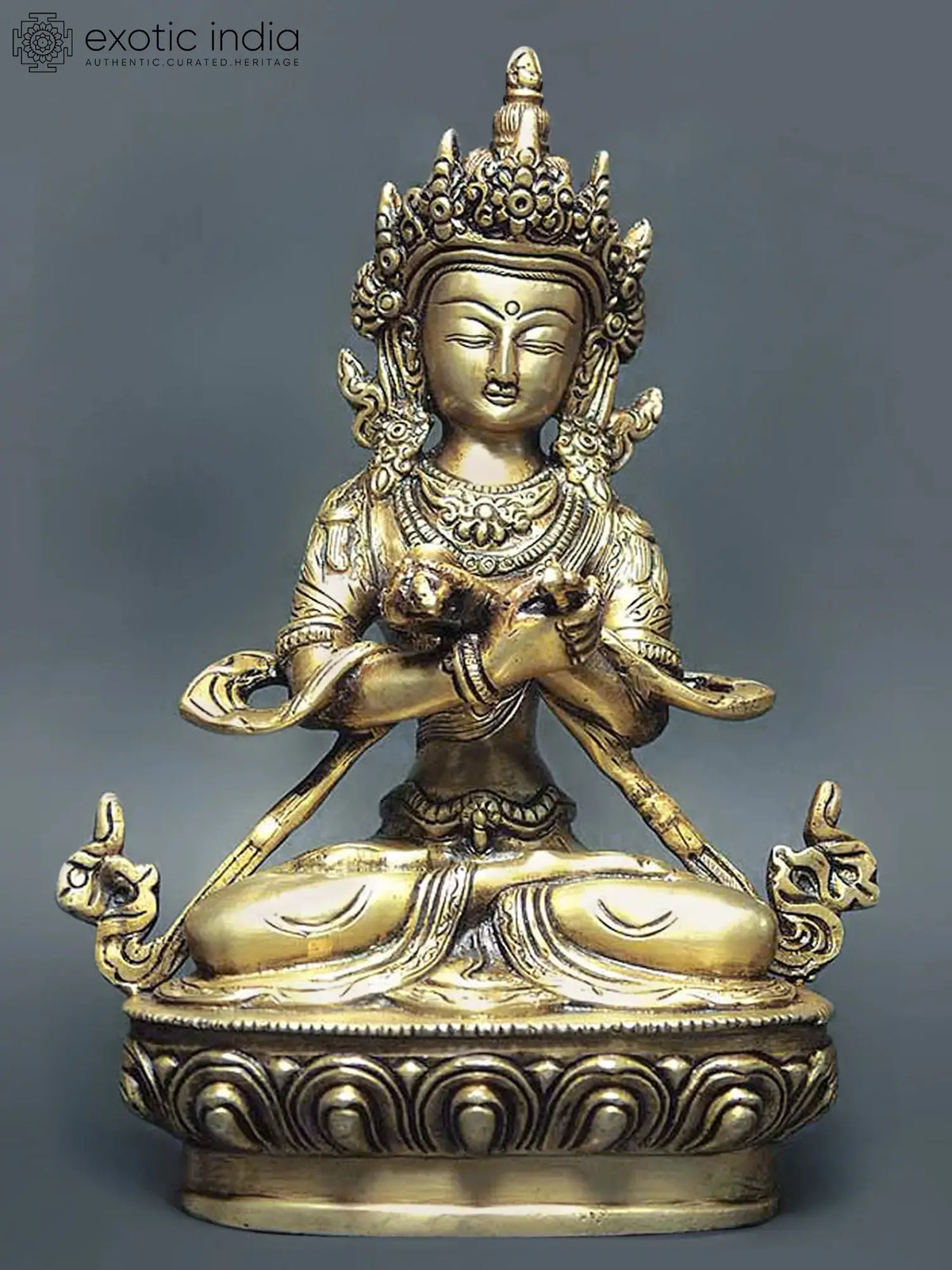8" Tibetan Buddhist Deity Vajradhara In Brass | Handmade | Made In India