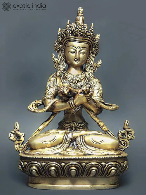 8" Handmade Vajradhara Brass Statue - Tibetan Buddhist Deity