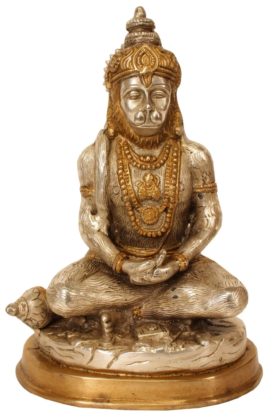 7" Lord Hanuman Meditation Brass Statue Handmade