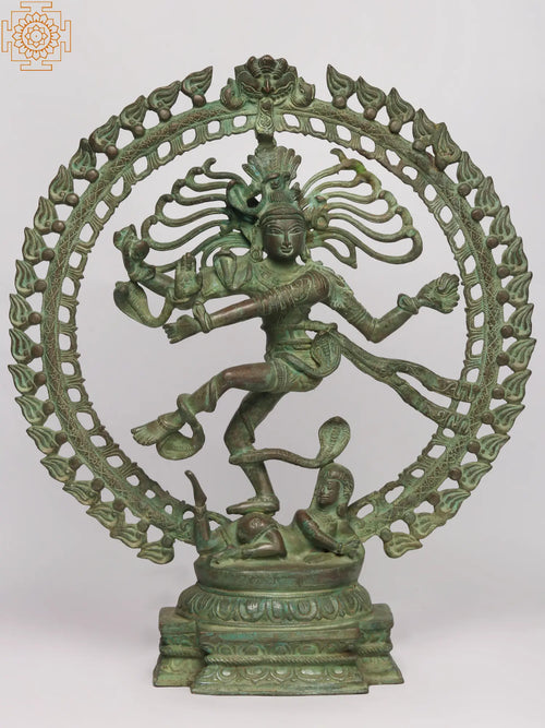 20" Handmade Nataraja Brass Statue Antiquated Finish