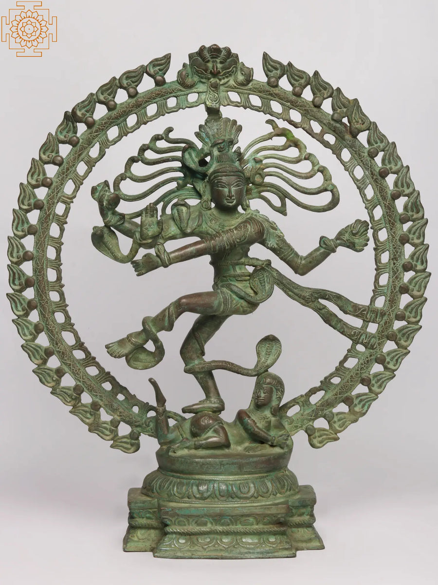 20" Handmade Nataraja Brass Statue Antiquated Finish