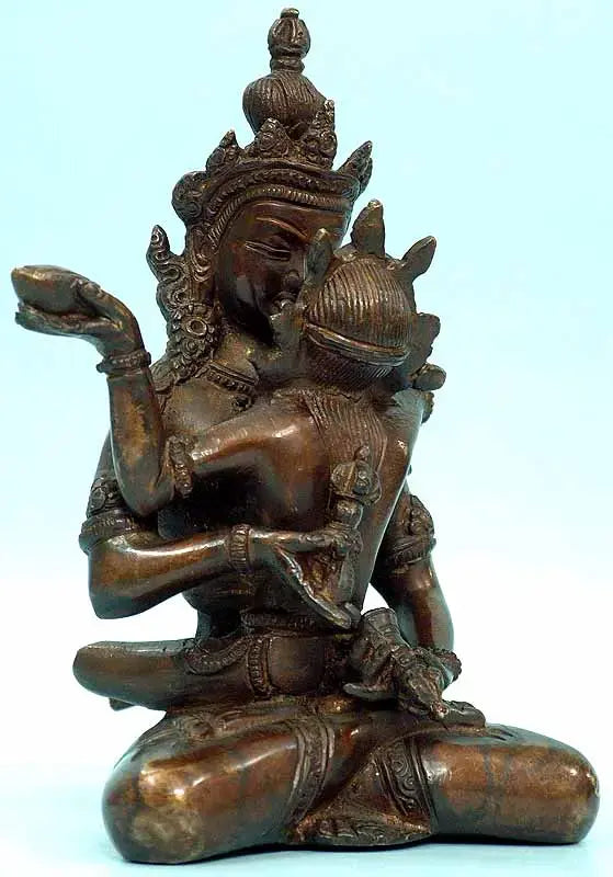 Vajrasattva with Consort Ghantapani Brass Statue