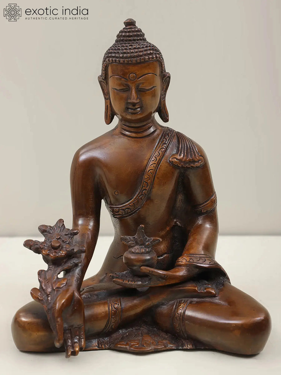 7" Handmade Medicine Buddha Tibetan Brass Statue