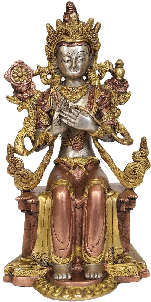 11" Maitreya Buddha Handmade Brass Statue for Pooja