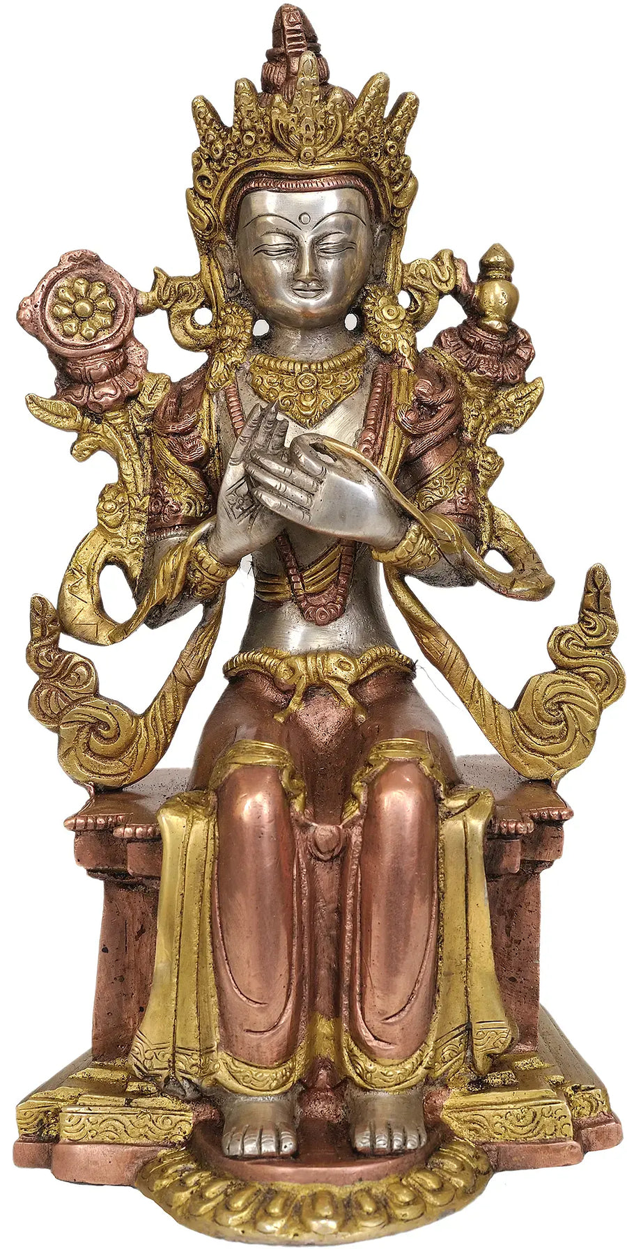 11" Maitreya Buddha Handmade Brass Statue for Pooja