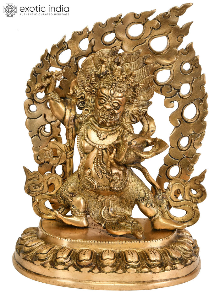 12" Handmade Vajrapani with Fire Aureole Brass Statue