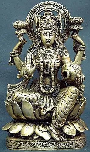 12" Handmade Goddess Lakshmi Brass Idol for Pooja