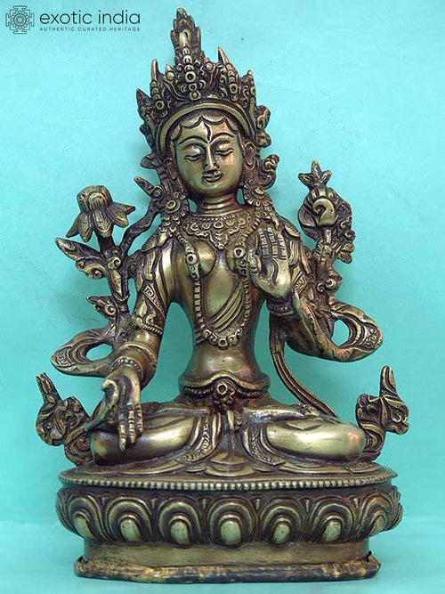 8" White Tara Tibetan Buddhist Brass Statue Handmade