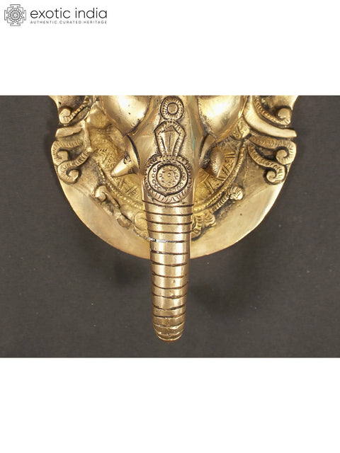 10" Brass Ganesha Face Mask Wall Hanging